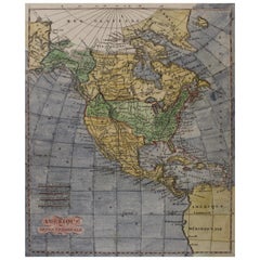 Early 19th Century Hand Coloured Map of North America by Aaron Arrowsmith