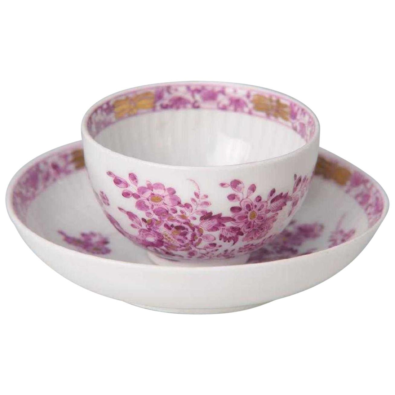 18th Century Meissen Opulent Purple Cup and Saucer For Sale