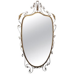 20th Century Italian Vintage Metal Oval Wall Glass Mirror by Pier Luigi Colli