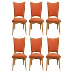 Six Midcentury French Dining Chairs Art Deco all Original in Good Condition