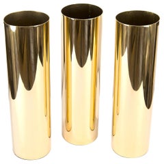 Retro "Single" Tall Cylindrical Brass Vase