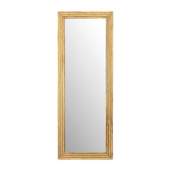 French Tall and Narrow Giltwood Mirror with Reeded Frame from the 19th Century