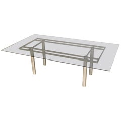 Modernist Tobia Scarpa for Knoll Large Andre Glass and Chrome Dining Table