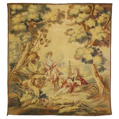 Antique French Tapestry Inspired by Francois Boucher, Le Berger Recompensé