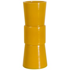 Gu Vase, Yellow Peking Glass by Robert Kuo, Hand Blown Glass, Limited Edition