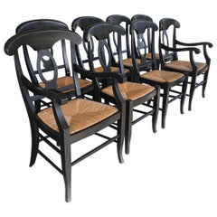 Napoleon Rush Seat Dining Chairs by Pottery Barn, Set of 8