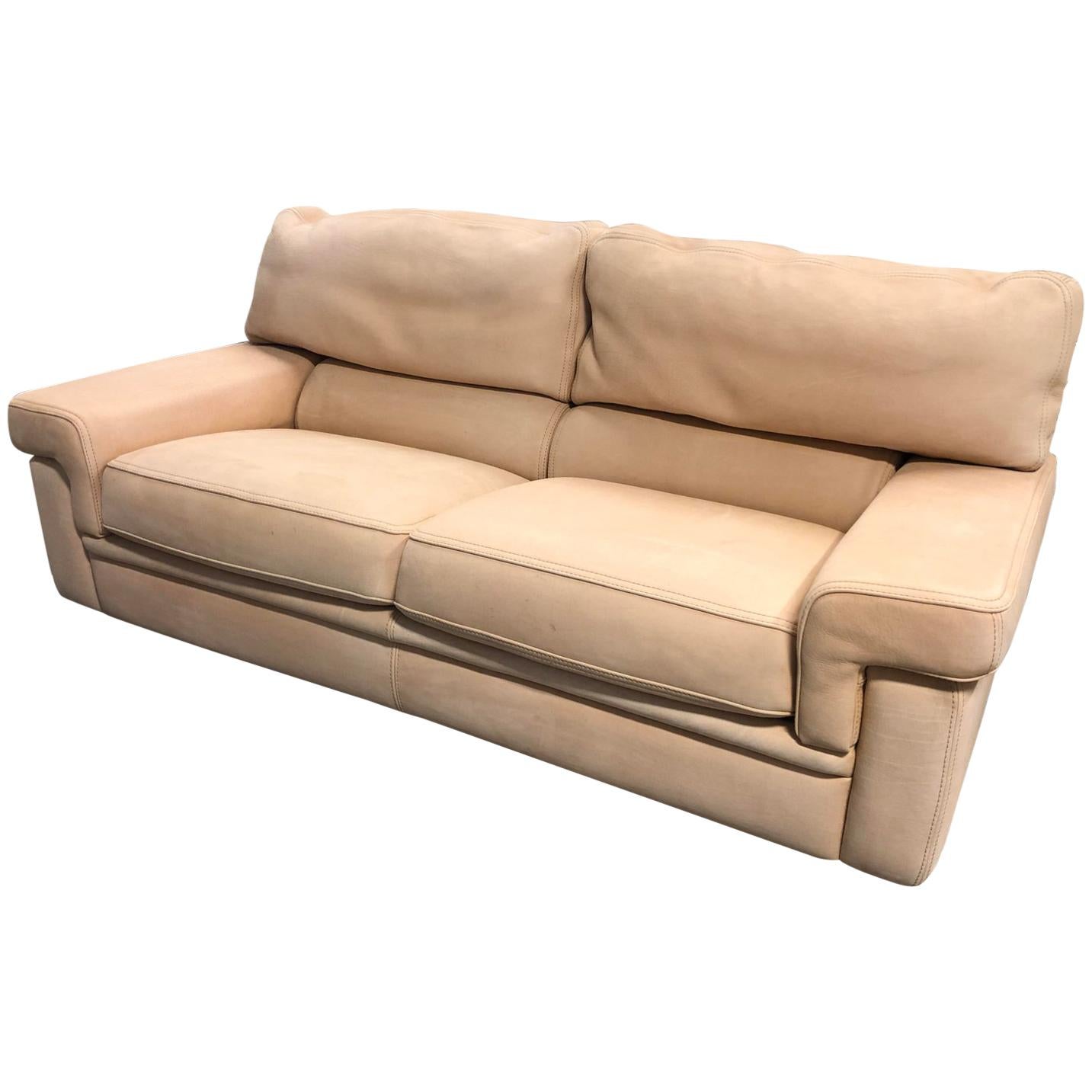 Roche Bobois Particuliere Leather Loveseat For Sale