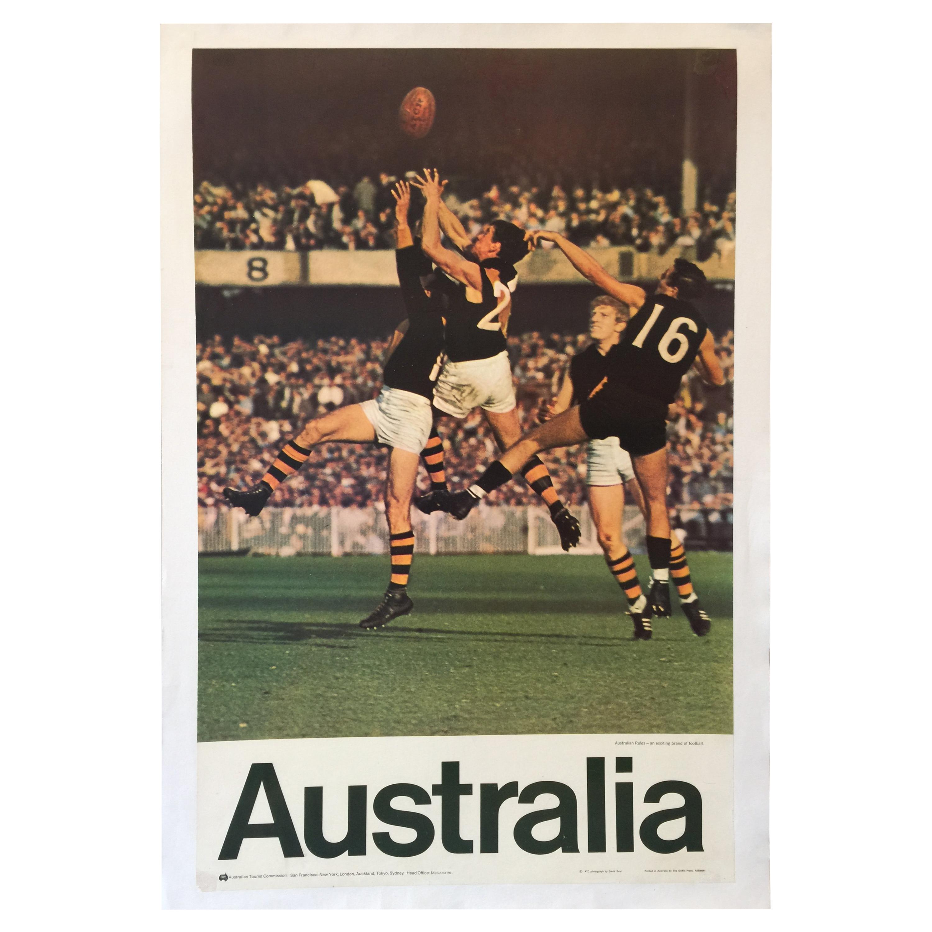 Original Vintage Poster Australia Tourism AFL, 1967