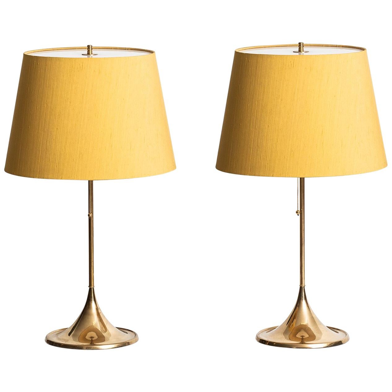 Table Lamps Model B-024 in Brass Produced by Bergbom in Sweden