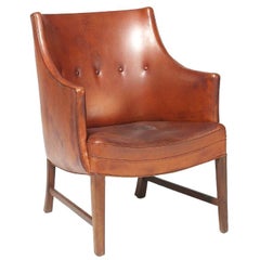 Frits Henningsen Cognac-Color Leather Armchair in Original Condition