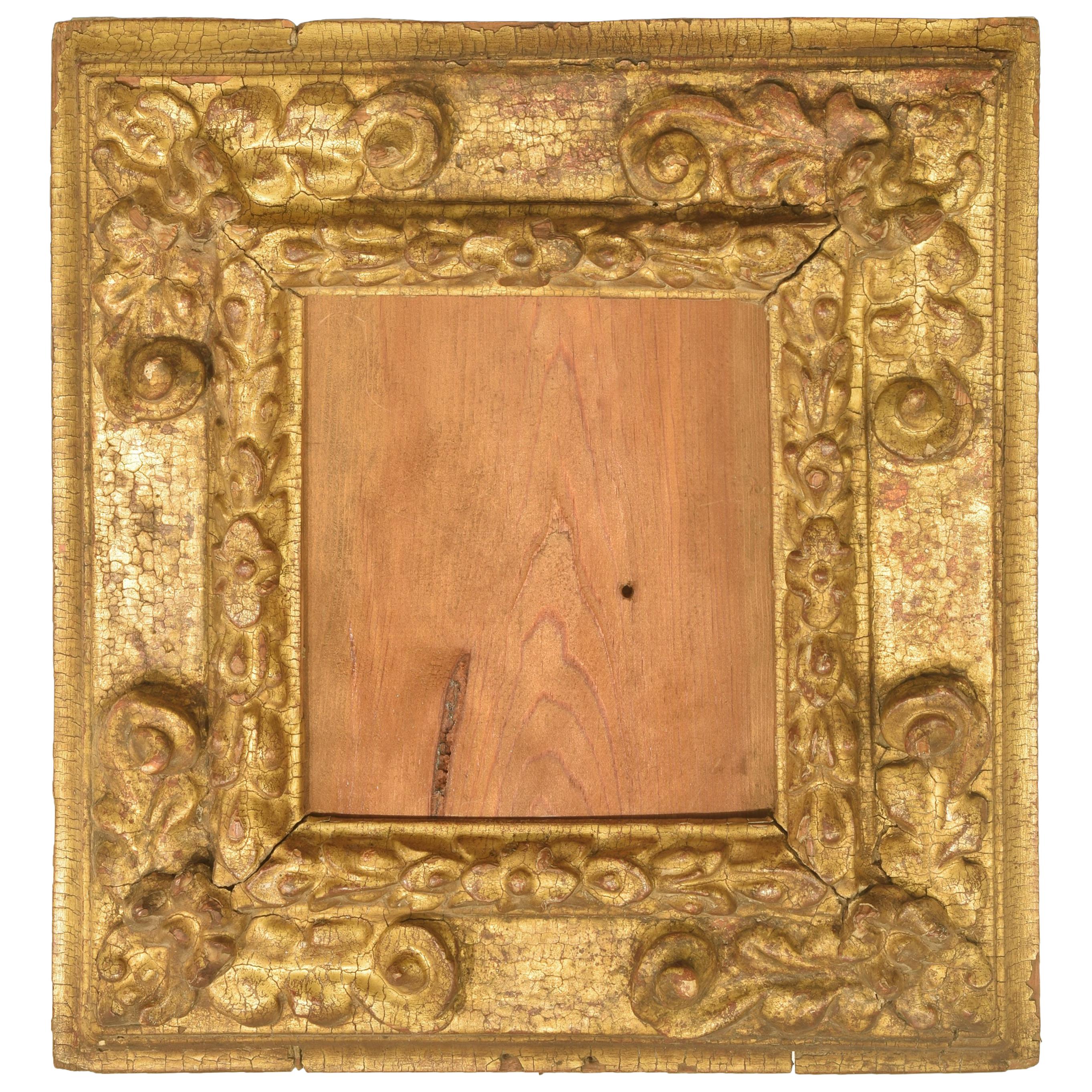 Frame, Carved and Gilded Wood, Inscription, 17th Century