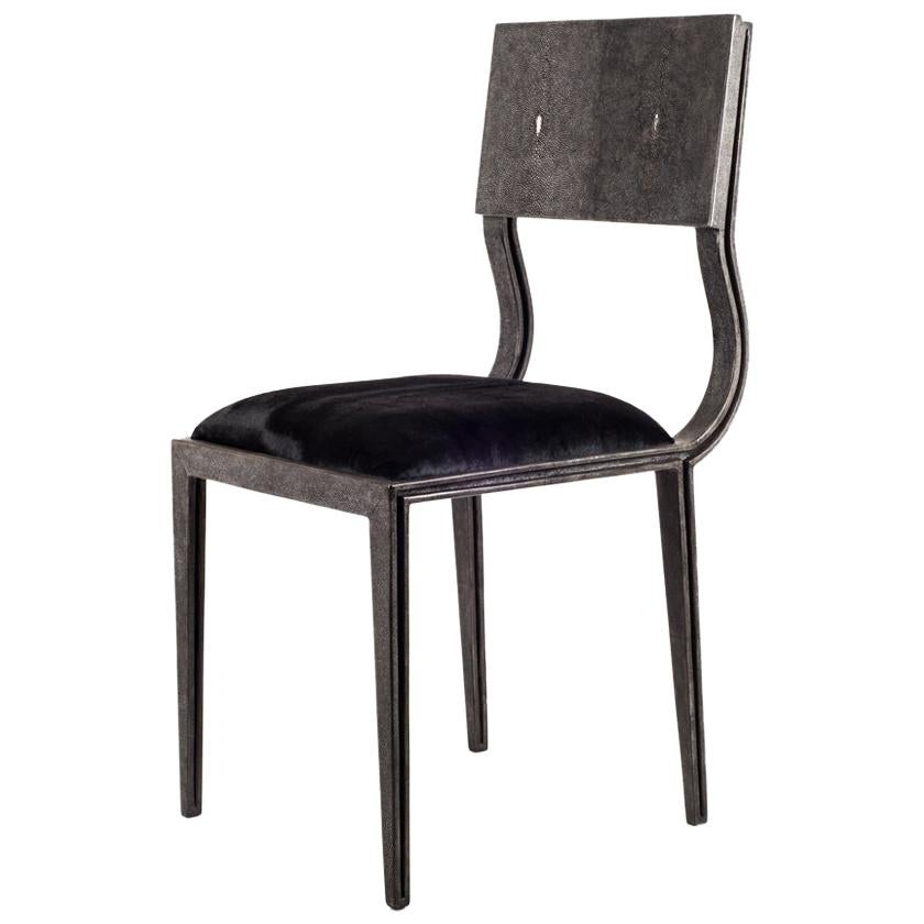Lola Chair in Coal Black Shagreen with Upholstered Seat by R&Y Augousti For Sale