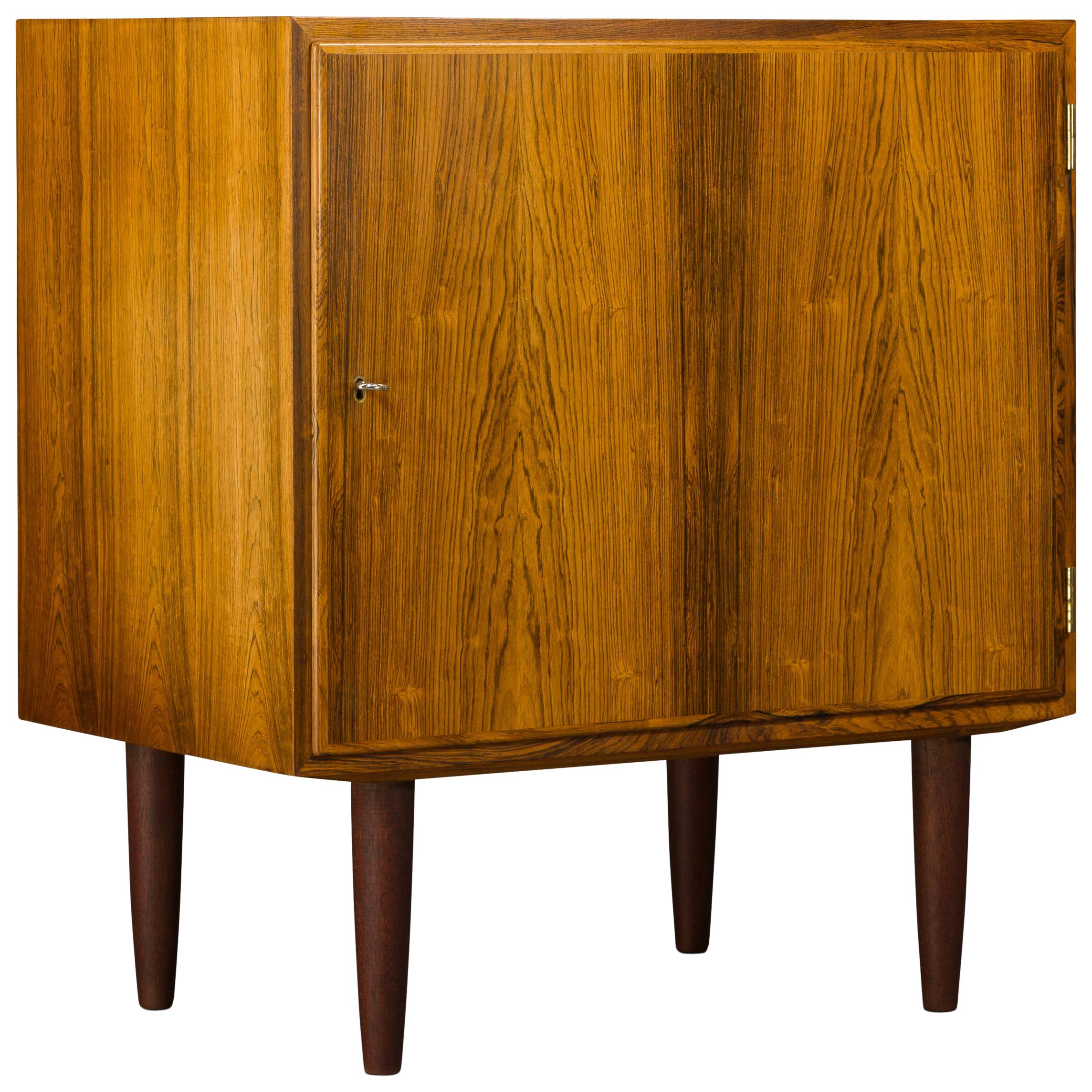 Midcentury Danish Small One Door Rosewood Sideboard by Carlo Jensen for Hundev