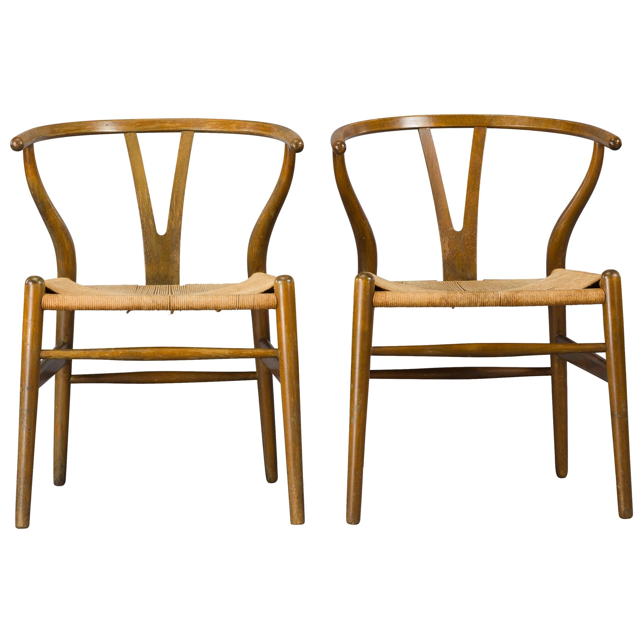 Midcentury CH24 Wishbone Chairs by Hans J. Wegner for Carl Hansen & Søn Made in