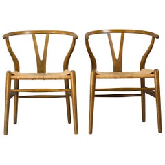 Midcentury CH24 Wishbone Chairs by Hans J. Wegner for Carl Hansen & Søn Made in