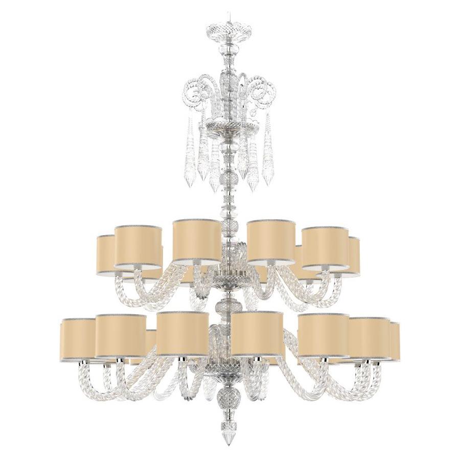 Diamante Neoclassical Crystal Chandelier with Colored Shades I For Sale