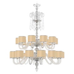 Diamante Neoclassical Crystal Chandelier with Colored Shades I