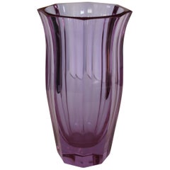 Vintage Violet Cut Glass Vase by Moser for Moser Karlsbad