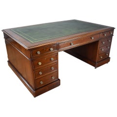 Large 19th Century English Victorian Mahogany Pedestal Partners Desk
