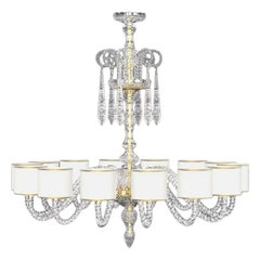 Diamante Neoclassical Crystal Chandelier with Colored Shades II