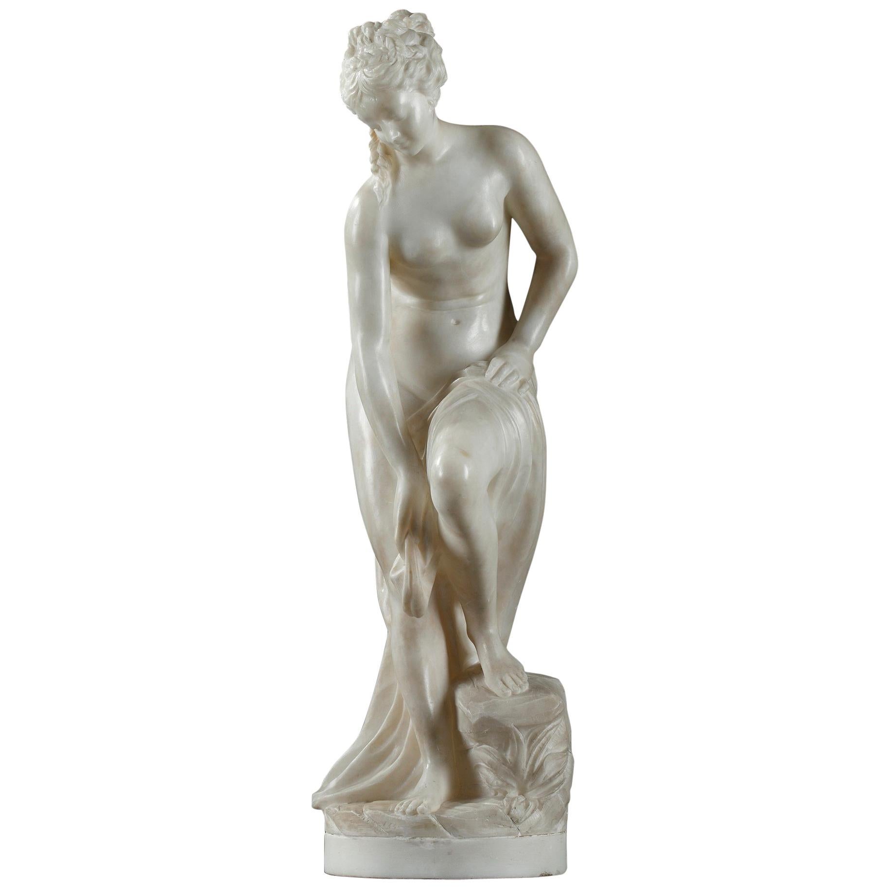 Late 19th Century Alabaster Statue, Bather by Guglielmo Pugi