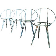 Set of 4 Metal Garden Chairs from the 1950s