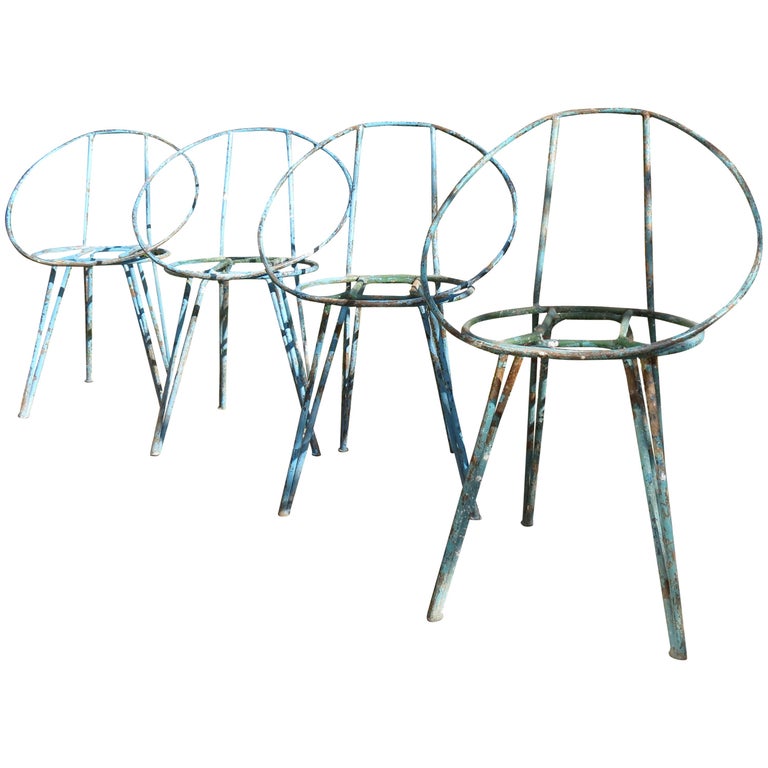 Set of 4 Metal Garden Chairs from the 1950s For Sale at 1stdibs