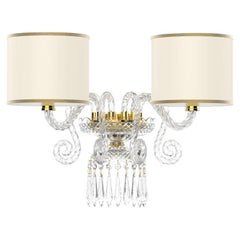 Diamante Neoclassical Crystal Wall Light with Colored Lampshades
