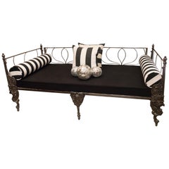 Antique 19th Century Napoleon III French Black Cast Iron Daybed