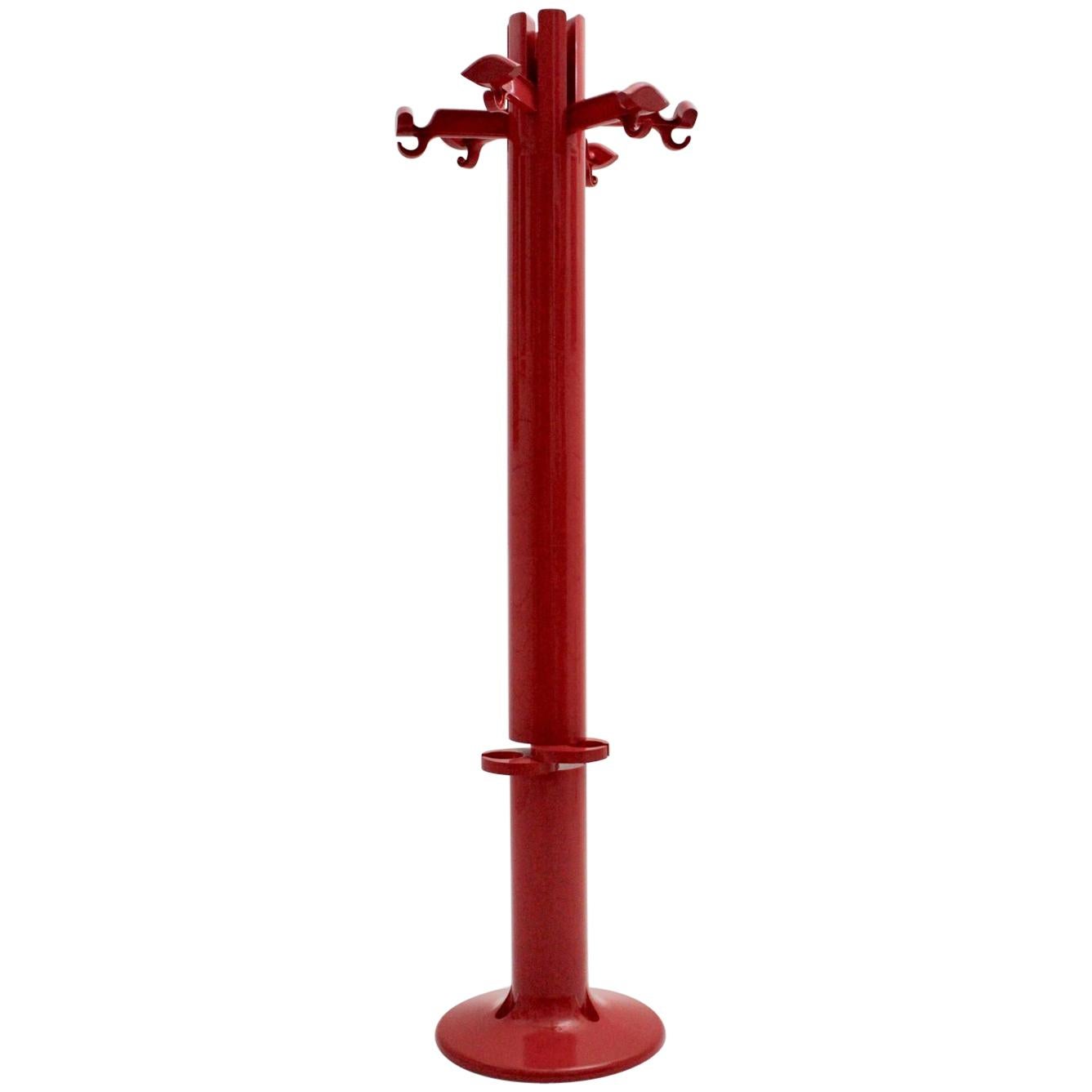 Space Age Red Plastic Vintage Coat Stand Planta by Giancarlo Piretti, Italy 1972