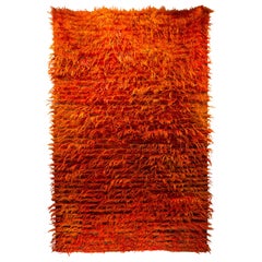 Antique Tulu Turkey Hand Knotted Wool Orange Rug, circa 1980