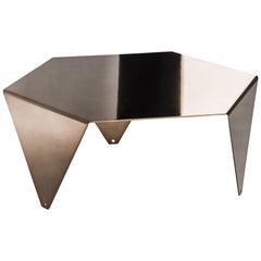 Small Table Ruche, in Galvanized Metal, Shadow Finish, Italy