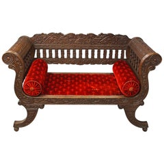 Carved Oak Small Sofa from Skibo Castle