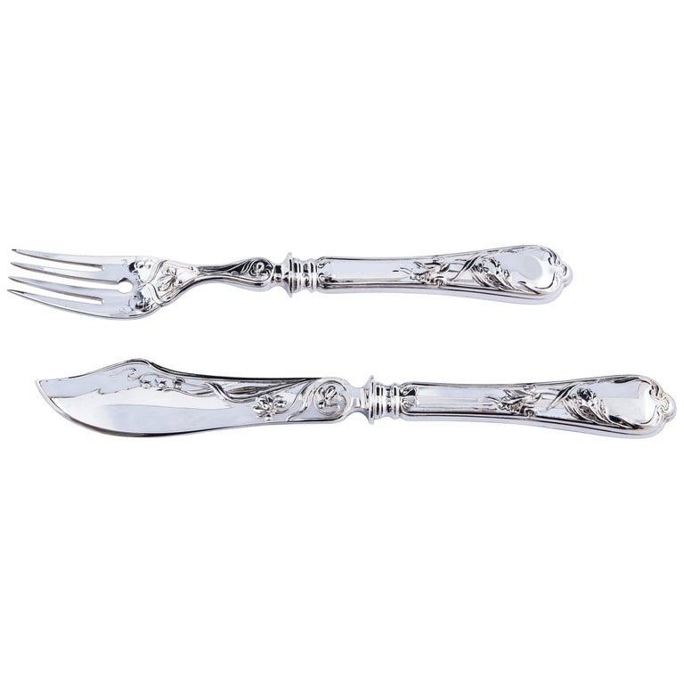 Sterling Silver Fish Cutlery Set For Sale at 1stDibs