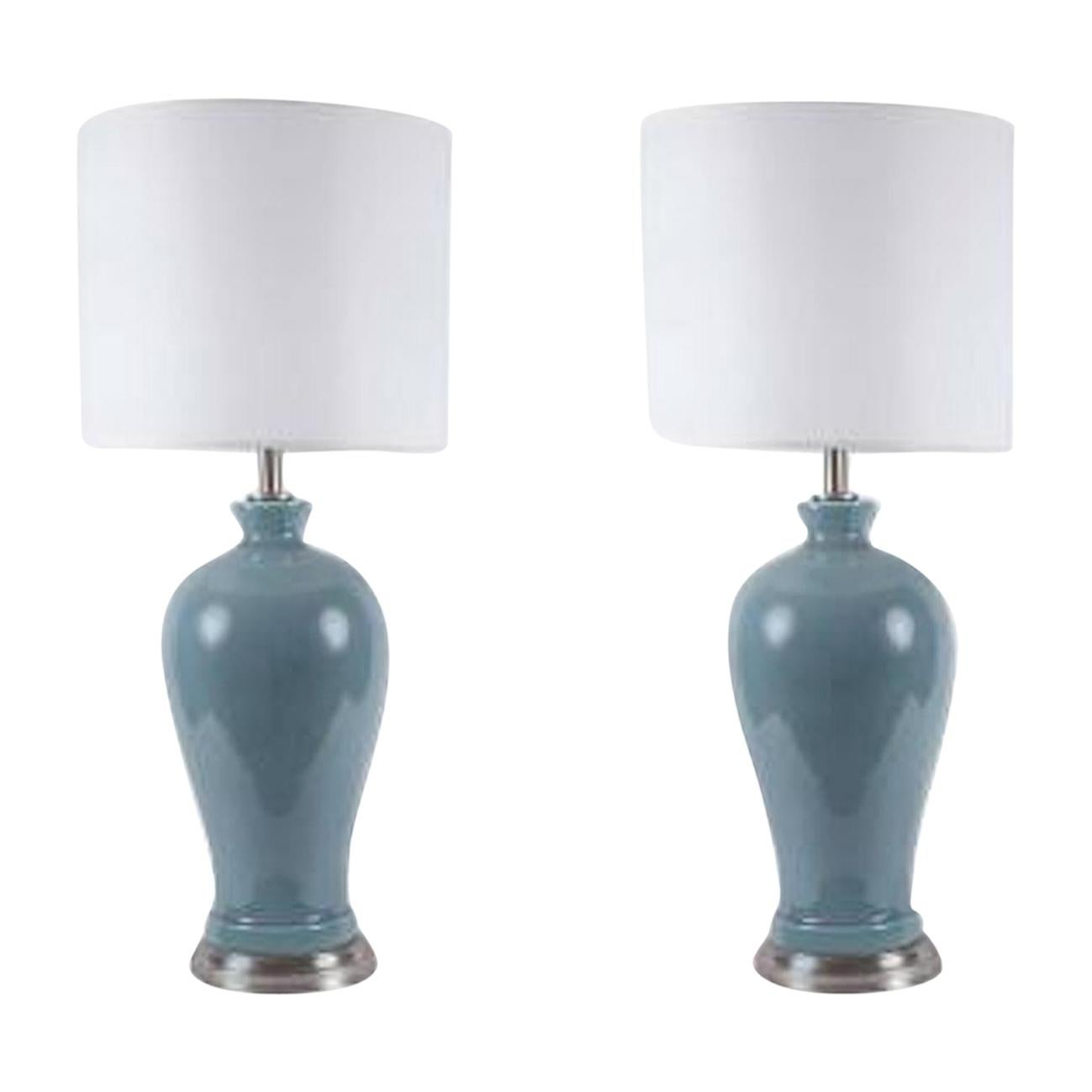 Signed Paul Hanson Carrara Carved Marble and Porcelain Table Lamps Made ...