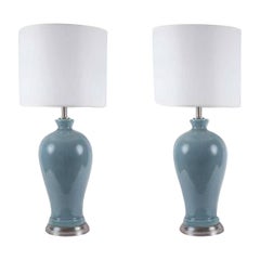 Paul Hanson Blue, Grey Porcelain Lamps