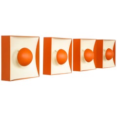 Danish Architect Designed Painted Metal Modernist Lights, circa 1970s