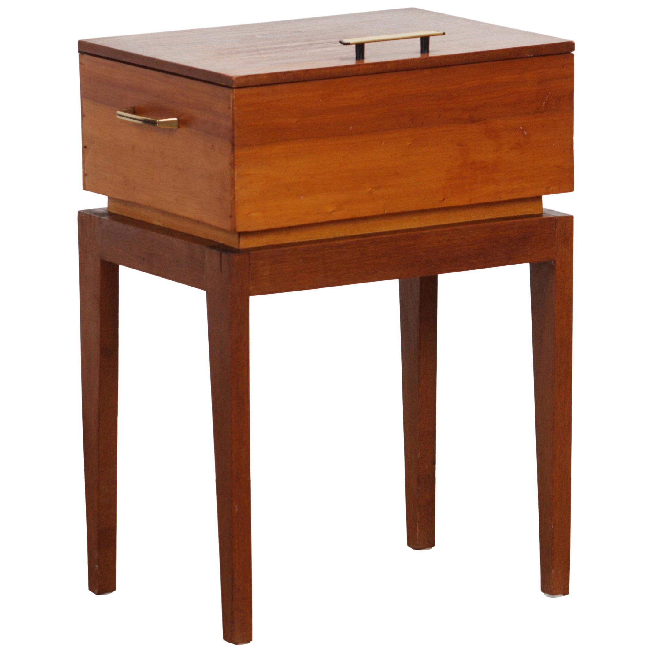 1950s Teak and Pine Sewing Side Table