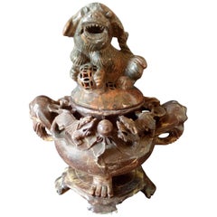 20th Century Ming Style Censer, Turkish Onyx, Surmounted by a Fo Dog
