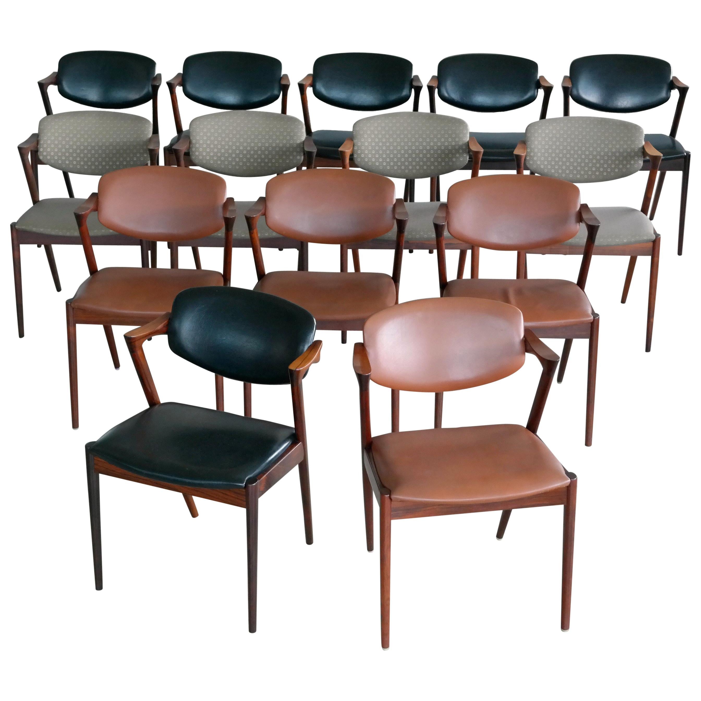 Set of 14 Kai Kristiansen Model 42 Rosewood Dining Chairs for Schou Andersen