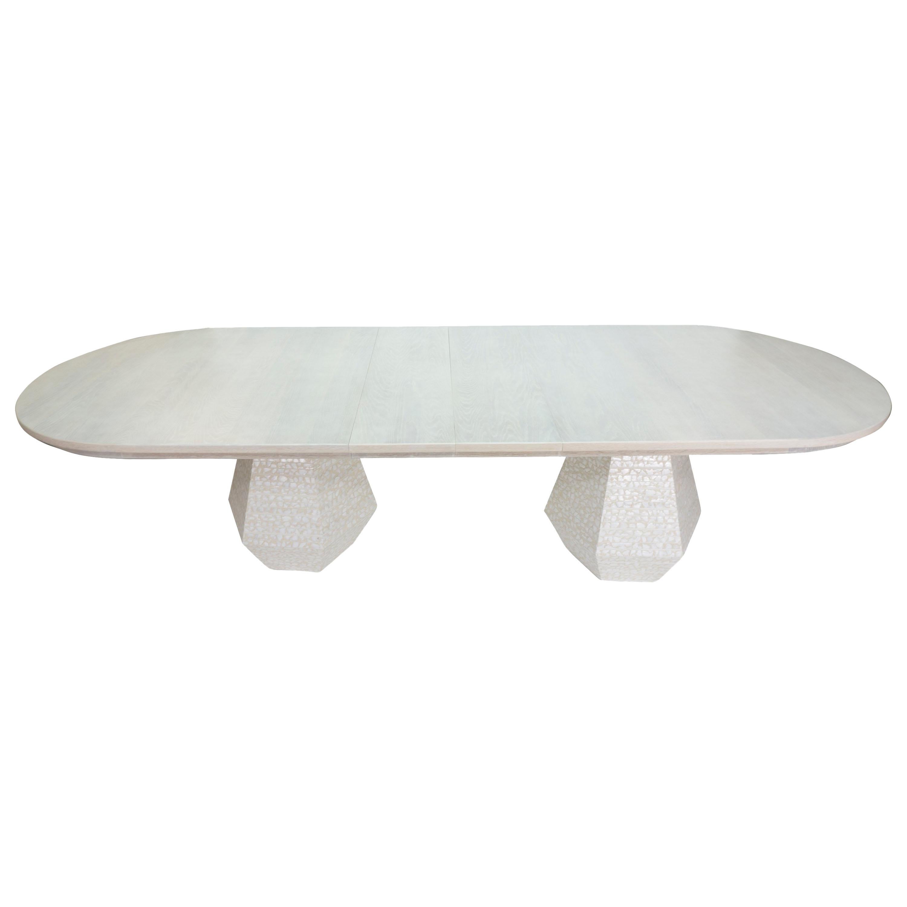Large Postmodern Dining Table with Extension Leaves