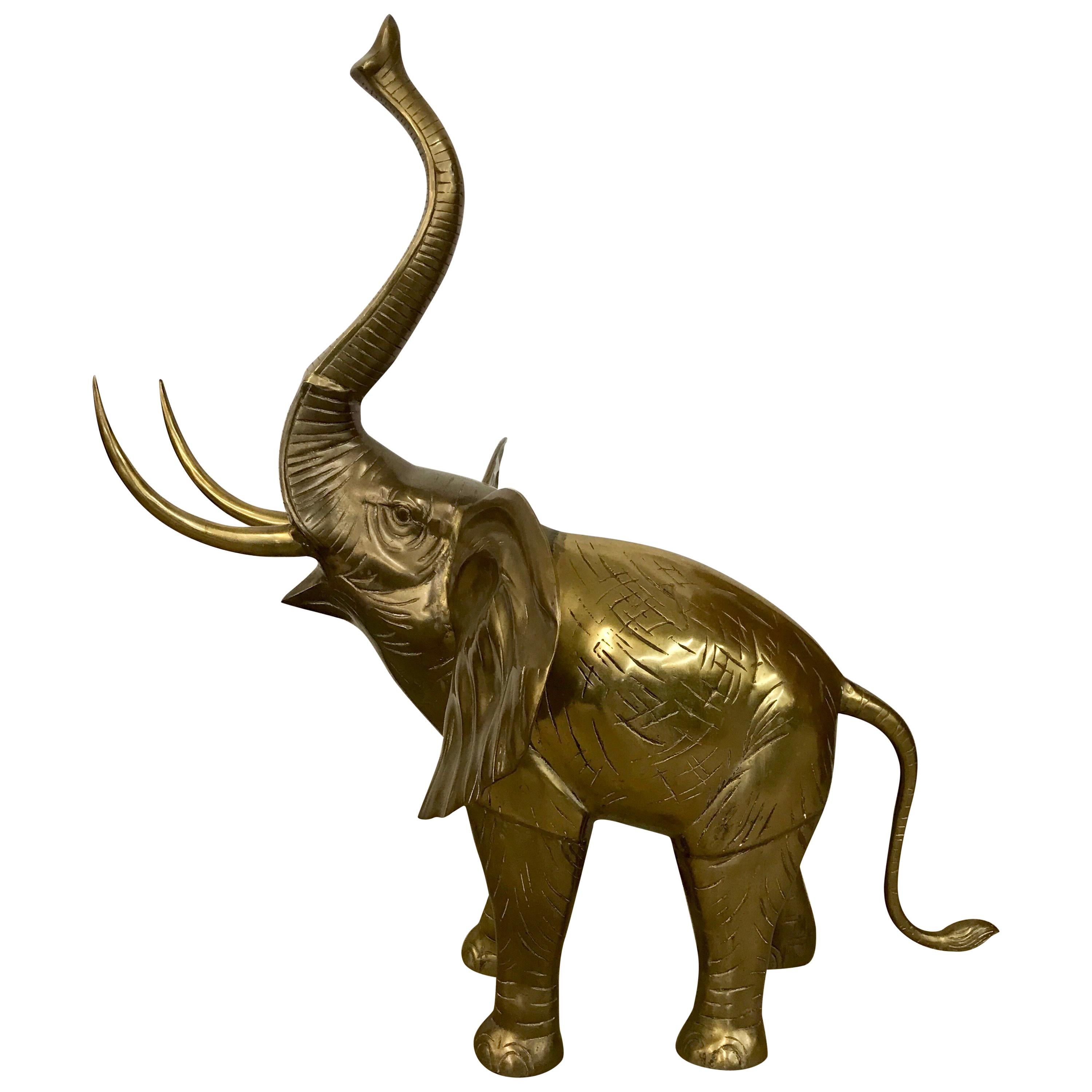 Large Brass Elephant Sculpture Pachyderm Art