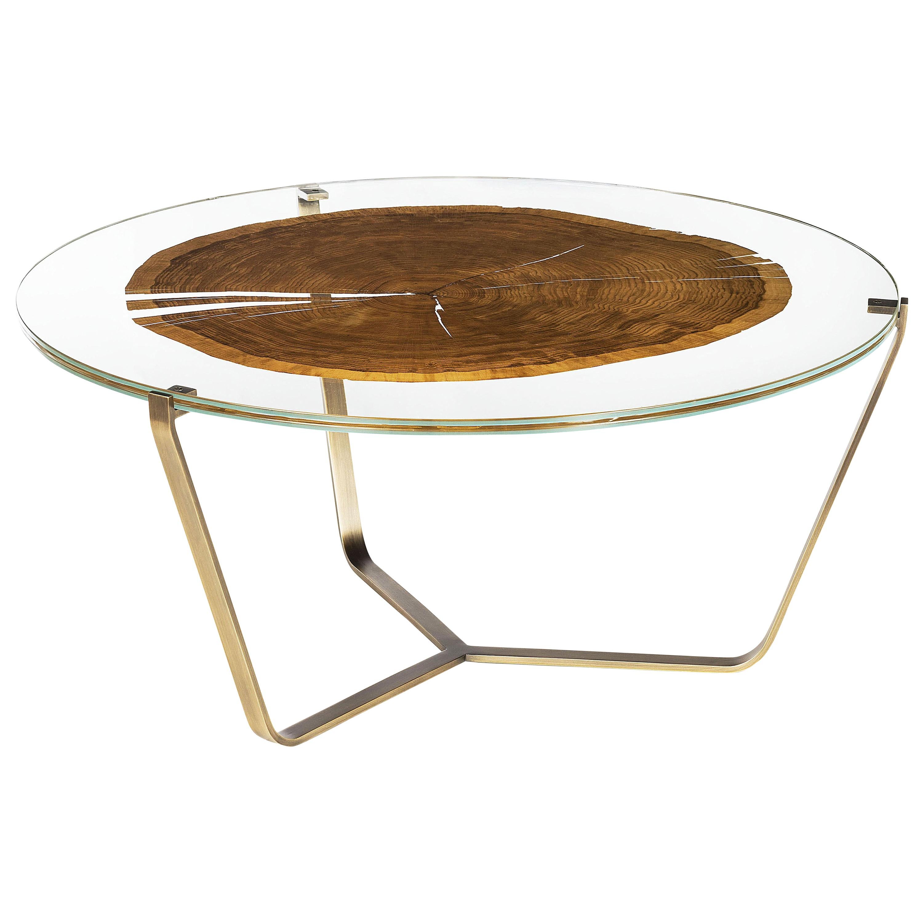 Small Table Cortina, in Glass and Clear Wood, Italy