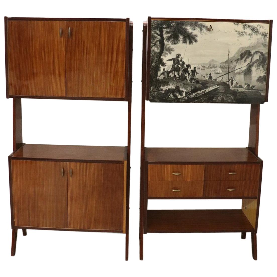 20th Century Italian Vintage Design Pair of Bookcase or Cabinet in Teak, 1960s