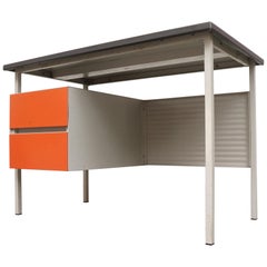 Gispen 3803 Industrial Writing Desk with Orange Drawers