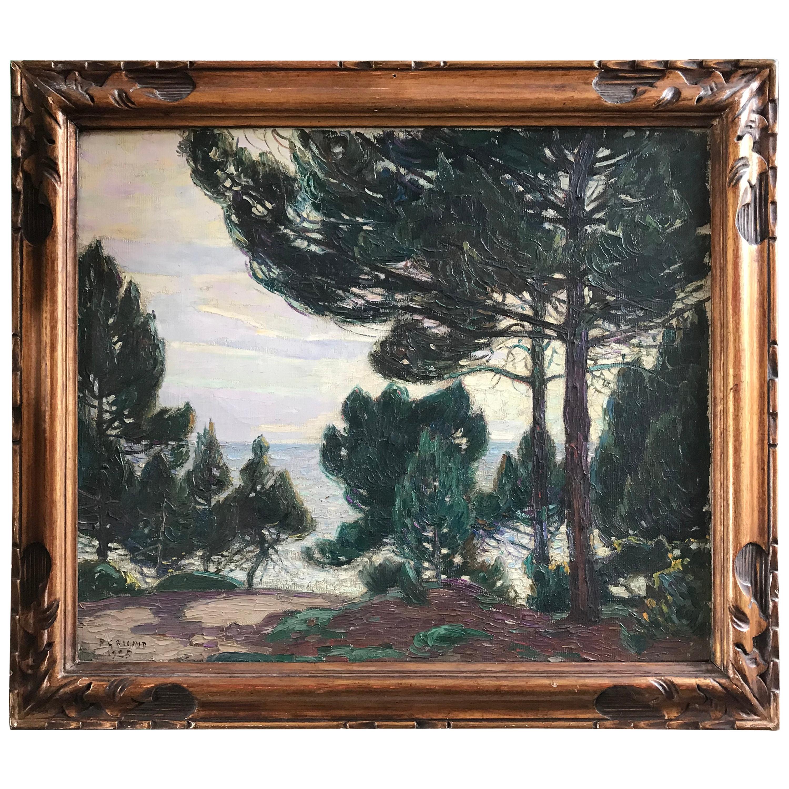 Pierre Gaston Rigaud Oil on Canvas Painting "Arbres" Trees French School antique