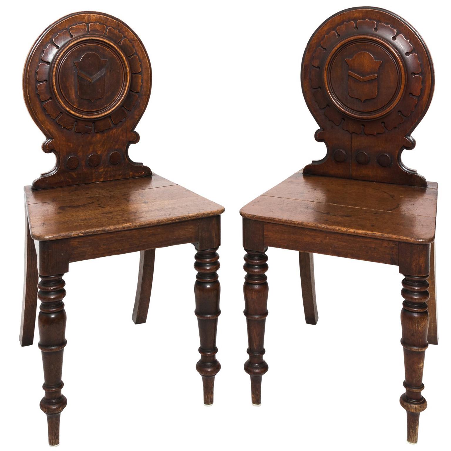 Pair of English Hall Side Chairs For Sale