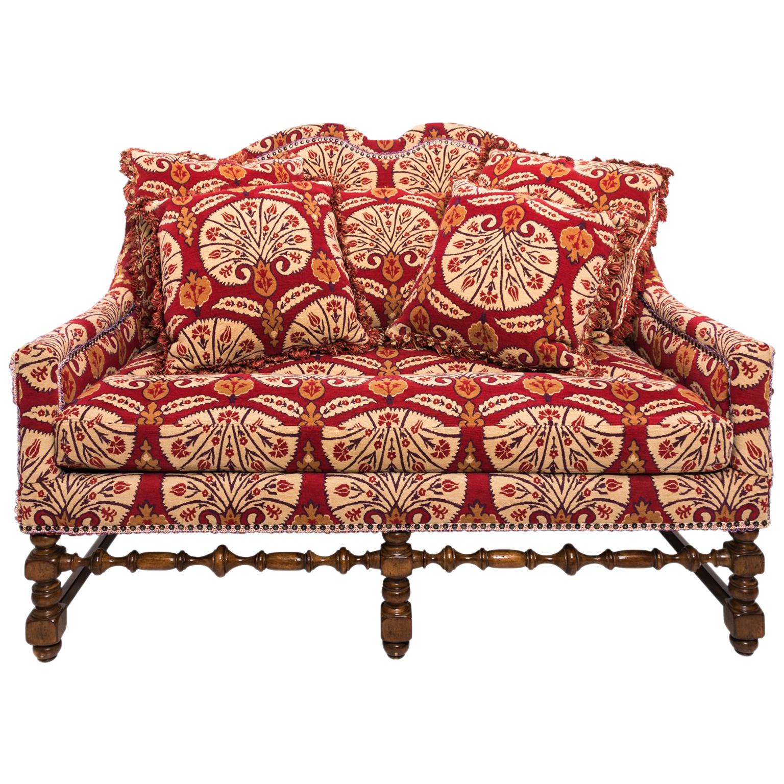 Red Moroccan Style Settee, circa 1980s For Sale