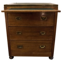 Used 19th Century English Camphor Boat Chest of Drawers with Table for Desk