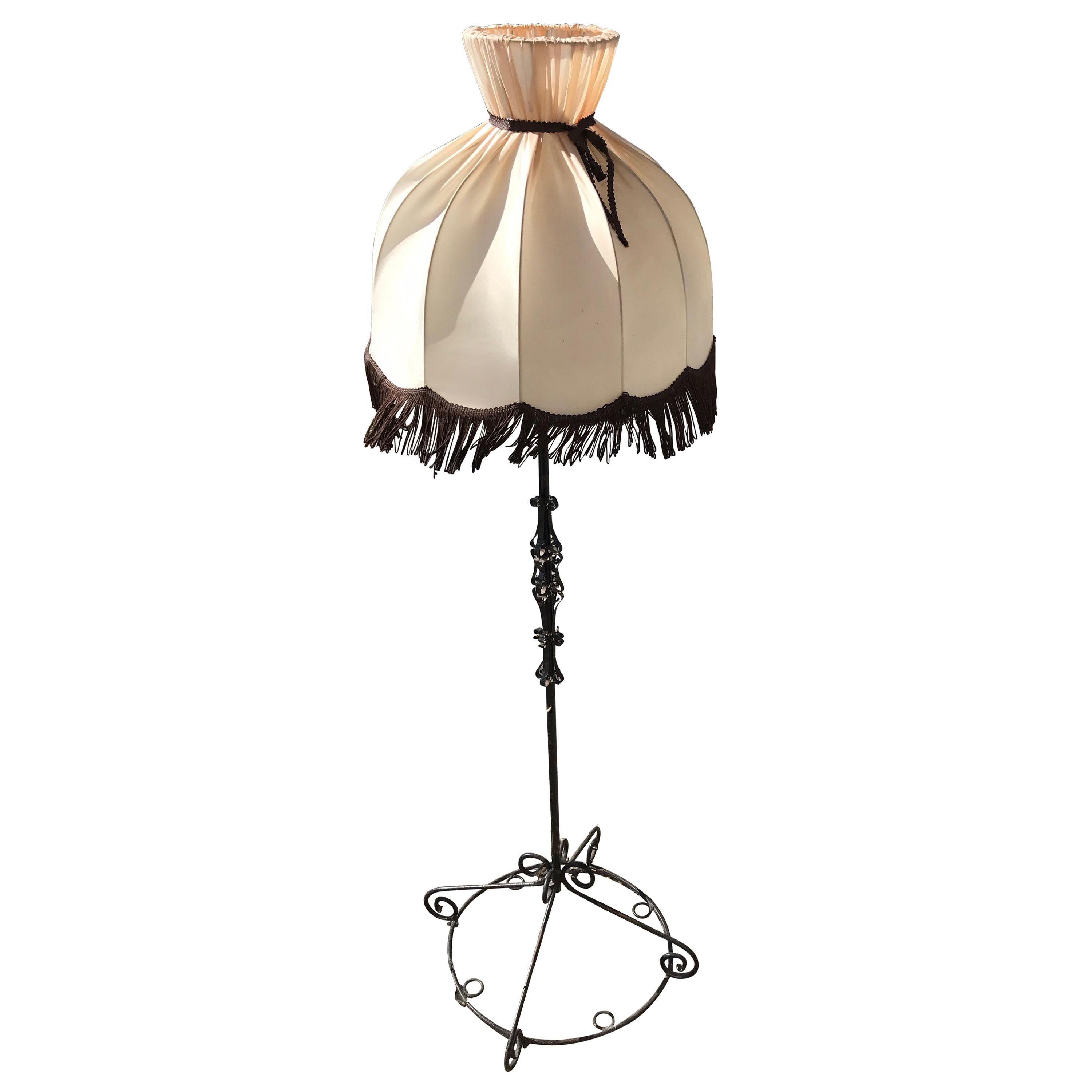 Wrought Iron Floor Lamp, circa 1950s For Sale